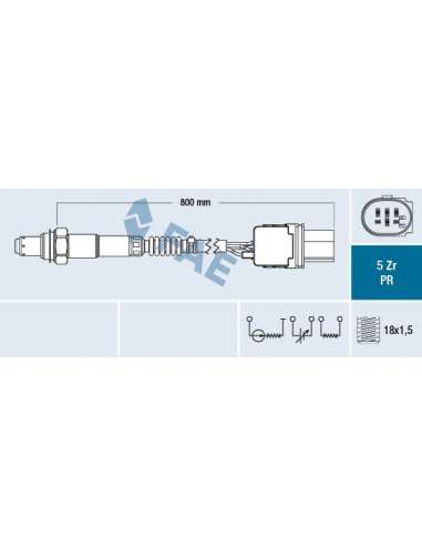 Sonda Lambda Fae 75052 - FAE SONDA LAMBDA Made in Italy - OE Equivalent