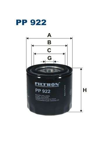 Filtro combustible Filtron PP 922 - FILTRO DE COMBUSTIBLE FILTRON
