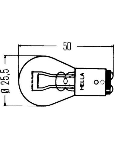 Bombilla, luces diurnas Hella 8GD 002 078-121 -  EXTINGUIDA  082201 LAMPARA P25/2 12V 21/5W 8 base type