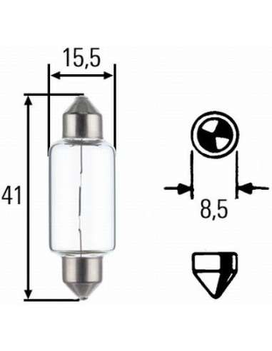 Lámpara incandescente, luz trasera Hella 8GM 002 091-251 -  EXTINGUIDA  8GM002091-251 LAMPARA PLAF. 24V 10W base type