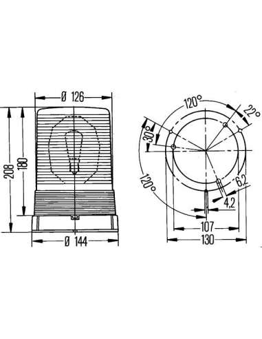 Luz de identificación omnidireccional Hella 2RL 006 811-001 -  EXTINGUIDA  - LUZ ROTAT.220V AMBAR