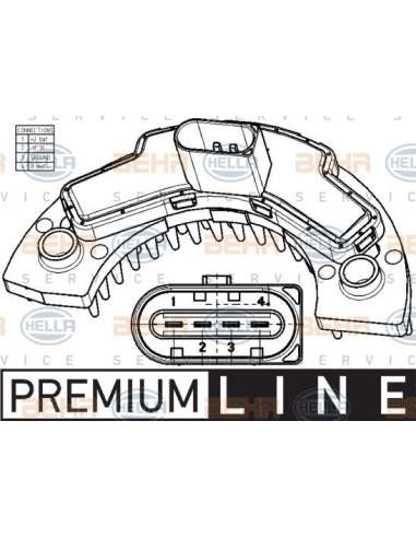 Regulador, ventilador habitáculo Hella 5HL 351 029-101 - Módulo Electrónico VOLVO FH / FM BEHR HELLA SERVICE  PREMIUM LINE 