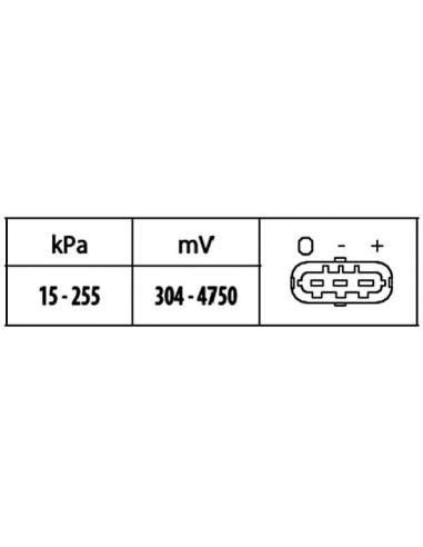 Sensor, presión de sobrealimentación Hella 6PP 009 400-451 - SENSOR DE PRESION COLECTOR DE ADMIS ION