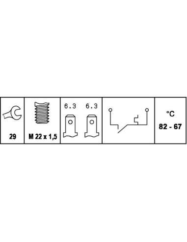 Interruptor de temperatura, ventilador del radiador Hella 6ZT 007 800-011 - INTERRUPTOR DE TEMPERATURA