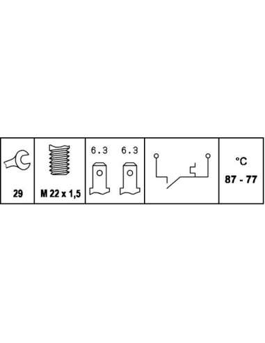 Interruptor de temperatura, ventilador del radiador Hella 6ZT 007 800-031 -  EXTINGUIDA  6ZT 007 800-031 TERMOINTERRUPTOR