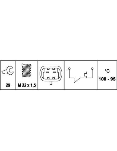 Interruptor de temperatura, ventilador del radiador Hella 6ZT 007 807-001 - INTERRUPTOR DE TEMPERATURA