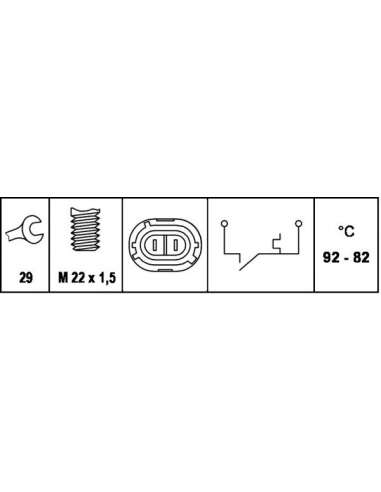 Interruptor de temperatura, ventilador del radiador Hella 6ZT 007 808-011 - INTERRUPTOR DE TEMPERATURA