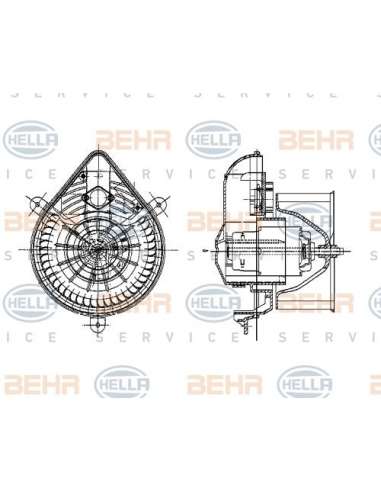Ventilador habitáculo Hella 8EW 009 157-581 - Soplador habitáculo PEUGEOT 405 / 4 06 BEHR HELLA SERVICE  PREMIUM LINE 
