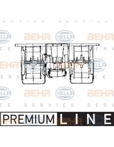 Ventilador habitáculo Hella 8EW 009 158-071 - Soplador hab. +carcasa MB ACTROS (S KN) BEHR HELLA SERVICE  PREMIUM LINE 