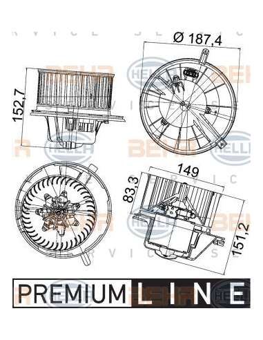 Ventilador habitáculo Hella 8EW 351 043-211 - Soplador habitáculo VW GOLF V/VI BEHR HELLA SERVICE  PREMIUM LINE 