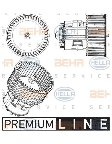 Ventilador habitáculo Hella 8EW 351 104-441 - Soplador habitáculo AUDI-B8 (PA) RH D BEHR HELLA SERVICE  PREMIUM LINE 