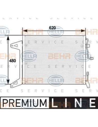 Condensador, aire acondicionado Hella 8FC 351 300-051 - Condensador IVECO EUROSTAR / DIV. BEHR HELLA SERVICE  PREMIUM LINE 