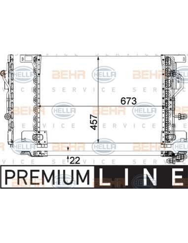 Condensador, aire acondicionado Hella 8FC 351 300-131 - Condensador MB ACTROS (SKN V) BEHR HELLA SERVICE  PREMIUM LINE 