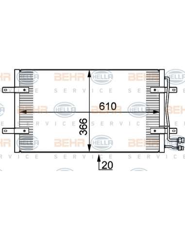 Condensador, aire acondicionado Hella 8FC 351 300-201 - Condensador VW LT 28-46 II BEHR HELLA SERVICE  PREMIUM LINE 