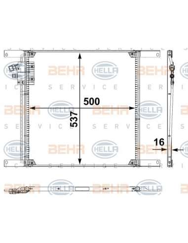 Condensador, aire acondicionado Hella 8FC 351 300-221 - Condensador DAF F 95 BEHR HELLA SERVICE  PREMIUM LINE 