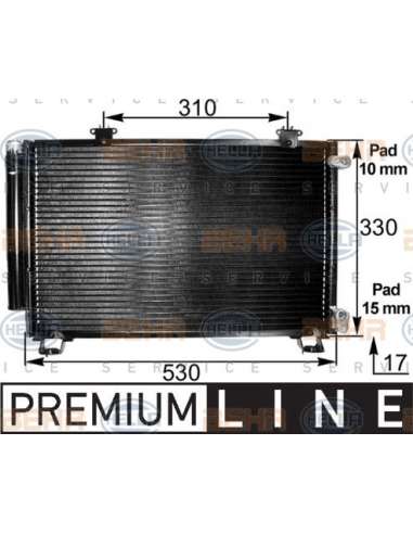 Condensador, aire acondicionado Hella 8FC 351 300-261 - Condensador TOYOTA YARIS BEHR HELLA SERVICE  PREMIUM LINE 