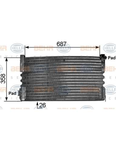 Condensador, aire acondicionado Hella 8FC 351 300-271 - Condensador VOLVO FH 12 BEHR HELLA SERVICE  PREMIUM LINE 