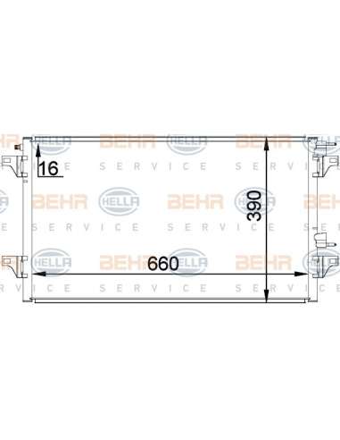 Condensador, aire acondicionado Hella 8FC 351 300-344 - Condensador RENAULT LAGUNA BEHR HELLA SERVICE  PREMIUM LINE 