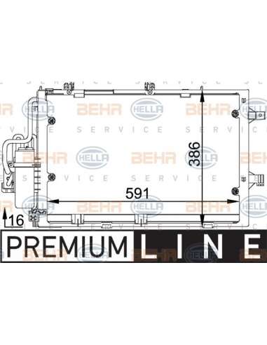 Condensador, aire acondicionado Hella 8FC 351 300-601 - Condensador OPEL CORSA C / TIGRA BEHR HELLA SERVICE  PREMIUM LINE 