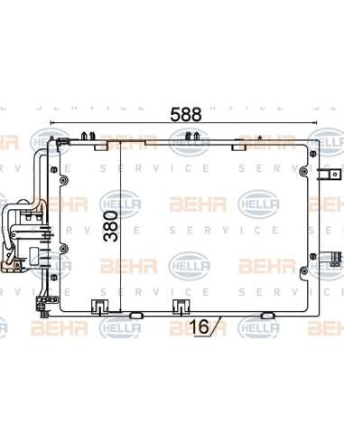 Condensador, aire acondicionado Hella 8FC 351 300-604 - Condensador OPEL CORSA C / TIGRA BEHR HELLA SERVICE  PREMIUM LINE 