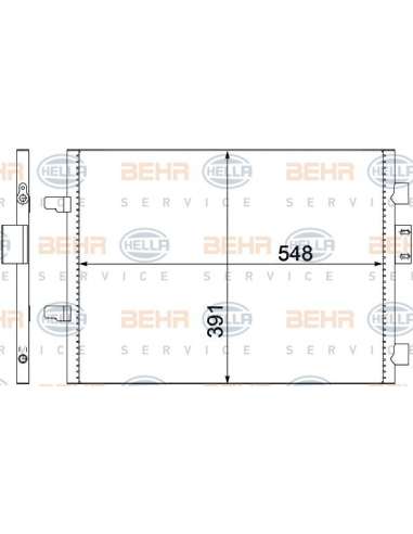 Condensador, aire acondicionado Hella 8FC 351 300-651 - Condensador RENAULT CLIO II BEHR HELLA SERVICE  PREMIUM LINE 