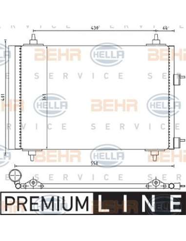 Condensador, aire acondicionado Hella 8FC 351 300-671 - Condensador PEUGEOT 307 BEHR HELLA SERVICE  PREMIUM LINE 