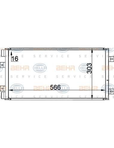 Condensador, aire acondicionado Hella 8FC 351 300-741 - Condensador FIAT PUNTO II BEHR HELLA SERVICE  PREMIUM LINE 