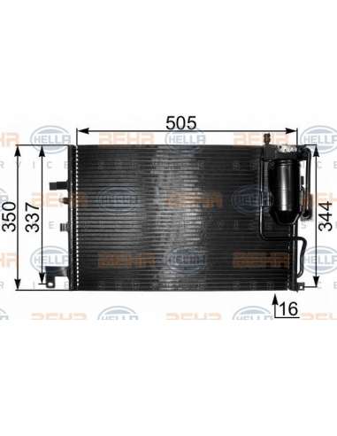 Condensador, aire acondicionado Hella 8FC 351 300-791 - Condensador SAAB 9-3 III BEHR HELLA SERVICE  PREMIUM LINE 