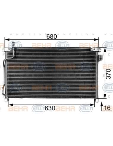 Condensador, aire acondicionado Hella 8FC 351 301-011 - Condensador NISSAN TERRANO II BEHR HELLA SERVICE  PREMIUM LINE 