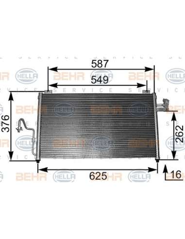 Condensador, aire acondicionado Hella 8FC 351 301-091 - Condensador MAZDA PREMACY BEHR HELLA SERVICE  PREMIUM LINE 