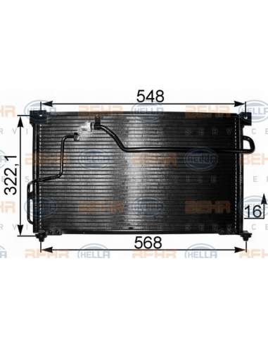 Condensador, aire acondicionado Hella 8FC 351 301-131 - Condensador MAZDA 626 / MX6 BEHR HELLA SERVICE  PREMIUM LINE 