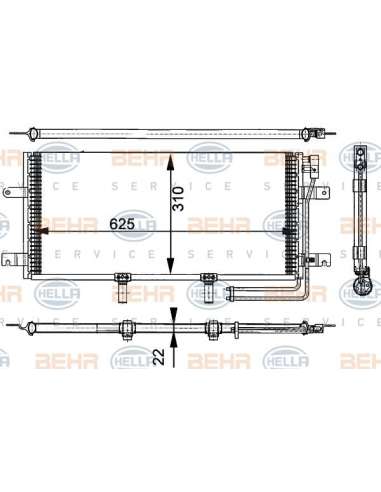 Condensador, aire acondicionado Hella 8FC 351 301-151 - Condensador VW TRANSPORTER T4 BEHR HELLA SERVICE  PREMIUM LINE 