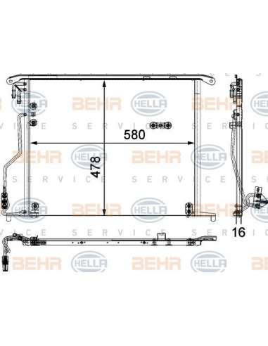 Condensador, aire acondicionado Hella 8FC 351 301-174 - Condensador MB S-CL. (W220/C215) BEHR HELLA SERVICE  PREMIUM LINE 