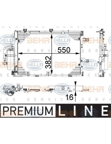 Condensador, aire acondicionado Hella 8FC 351 301-191 - Condensador OPEL CORSA C PETROL BEHR HELLA SERVICE  PREMIUM LINE 