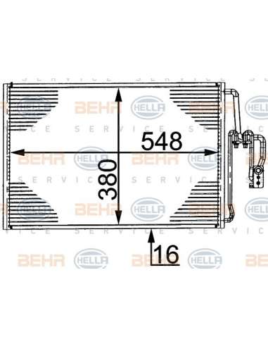 Condensador, aire acondicionado Hella 8FC 351 301-194 - Condensador OPEL CORSA C PETROL BEHR HELLA SERVICE  PREMIUM LINE 