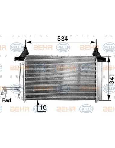 Condensador, aire acondicionado Hella 8FC 351 301-211 - Condensador FIAT STILO (192) BEHR HELLA SERVICE  PREMIUM LINE 