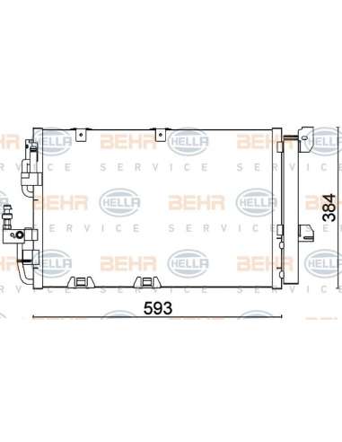 Condensador, aire acondicionado Hella 8FC 351 301-224 - Condensador OPEL ASTRA G BEHR HELLA SERVICE  PREMIUM LINE 