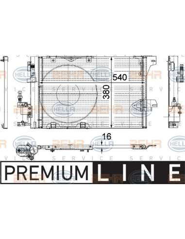 Condensador, aire acondicionado Hella 8FC 351 301-241 - Condensador OPEL ASTRA G / ZAFIRA BEHR HELLA SERVICE  PREMIUM LINE 