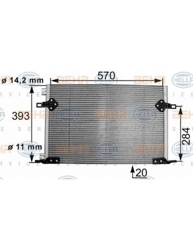 Condensador, aire acondicionado Hella 8FC 351 301-261 - Condensador RENAULT ESPACE III BEHR HELLA SERVICE  PREMIUM LINE 