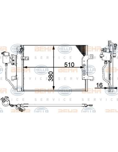 Condensador, aire acondicionado Hella 8FC 351 301-361 - Condensador MB A-CL. (W168) BEHR HELLA SERVICE  PREMIUM LINE 