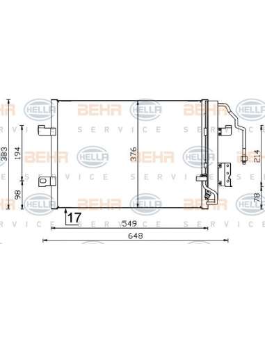 Condensador, aire acondicionado Hella 8FC 351 301-364 - Condensador MB A-CL. (W168) BEHR HELLA SERVICE  PREMIUM LINE 