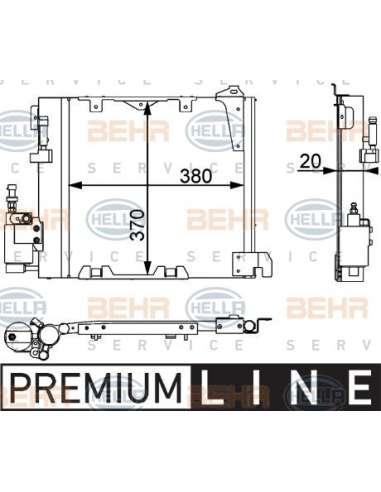 Condensador, aire acondicionado Hella 8FC 351 301-371 - Condensador OPEL ASTRA G / ZAFIRA BEHR HELLA SERVICE  PREMIUM LINE 