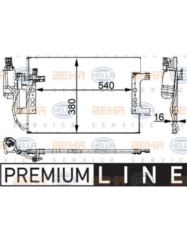 Condensador, aire acondicionado Hella 8FC 351 301-391 - Condensador MB A-CL. (W168) BEHR HELLA SERVICE  PREMIUM LINE 