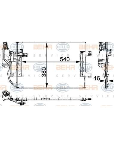 Condensador, aire acondicionado Hella 8FC 351 301-394 - Condensador MB A-CL. (W168) BEHR HELLA SERVICE  PREMIUM LINE 