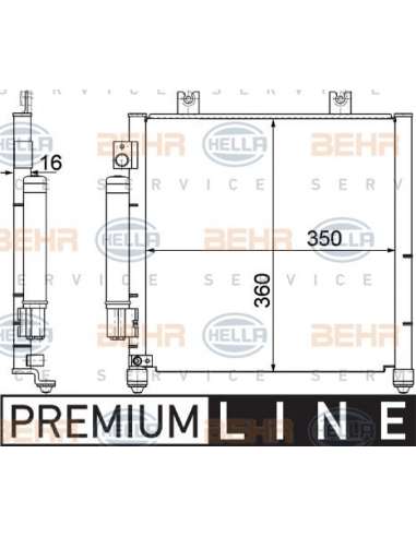 Condensador, aire acondicionado Hella 8FC 351 301-411 - Condensador OPEL AGILA BEHR HELLA SERVICE  PREMIUM LINE 