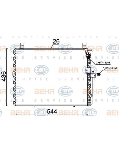 Condensador, aire acondicionado Hella 8FC 351 301-484 - Condensador MB E-CL. (W124/W124) BEHR HELLA SERVICE  PREMIUM LINE 