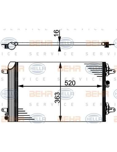 Condensador, aire acondicionado Hella 8FC 351 301-524 - Condensador VW / SEAT / FORD SHARAN BEHR HELLA SERVICE  PREMIUM ...