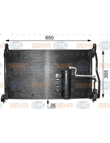 Condensador, aire acondicionado Hella 8FC 351 301-551 - Condensador OPEL CALIBRA / VECTRA A BEHR HELLA SERVICE  PREMIUM ...