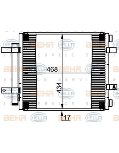 Condensador, aire acondicionado Hella 8FC 351 301-591 - Condensador JAGUAR XJ 2004-2005 BEHR HELLA SERVICE  PREMIUM LINE 