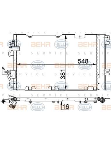 Condensador, aire acondicionado Hella 8FC 351 301-741 - Condensador OPEL ASTRA H PETROL BEHR HELLA SERVICE  PREMIUM LINE 